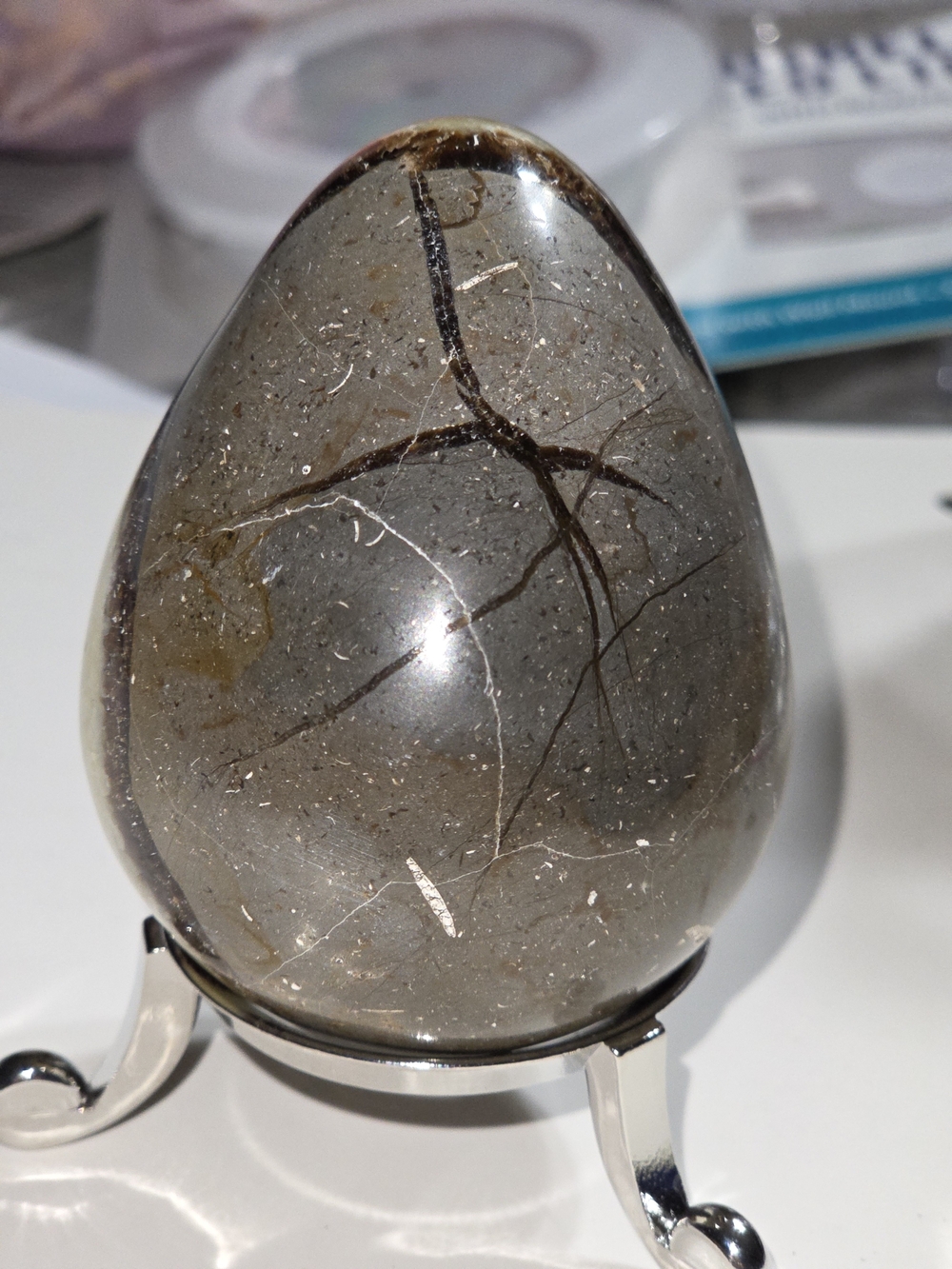 Polished Septarian Calcite "Dragon Stone" Egg - Picture 6 of 14